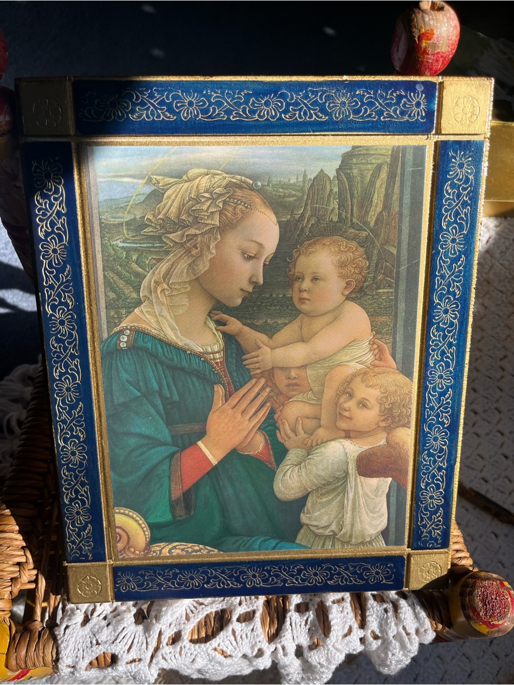 Decorative Florentine gold Religious Art Print on wood plaque - made in Italy